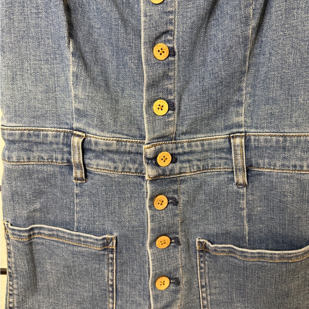 Free People Lola Denim Romper Light Blue Size 6, Like New! - Picture 5 of 7